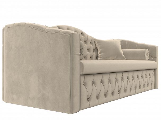 Прямой диван Мечта (полностью микровельвет бежевый) - Вид 3