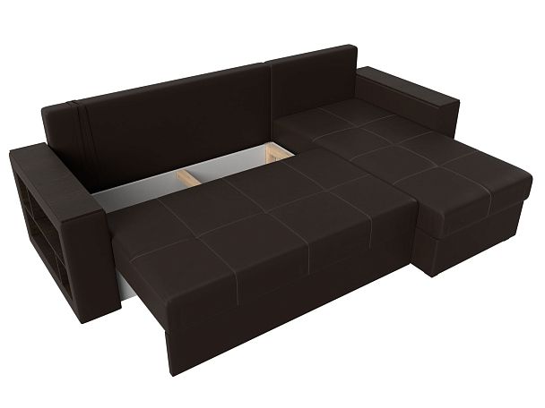 Диван угловой Дубай Лайт угол правый (полностью экокожа коричневая) - Вид 8