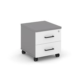 Стайл Проджект Тумба мобильная 2 ящика. Усиленные колеса SN.TMU-001 Серый Пепел/Белый/Черный Ручки 4 - Фото предпросмотра