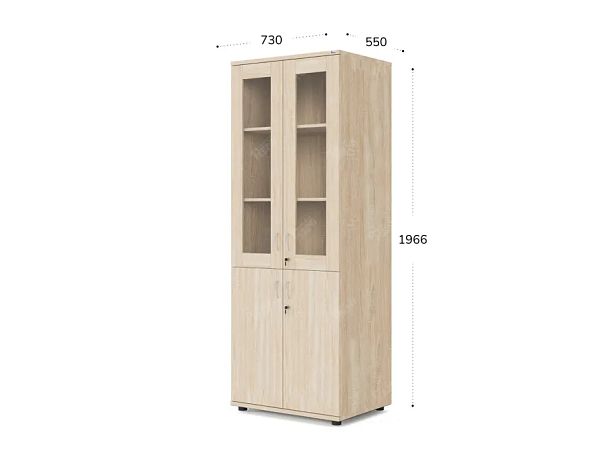 UNITY РШКСМ-02Г ДУБ СОНОМА Шкаф со стеклянными дверьми Прямой 730х550х1966 - Вид 1