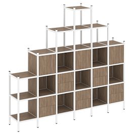 Loft Прямой стеллаж наборный VR.L-24 Дуб аризона/Белый металл 2526*446*2280 - Фото предпросмотра