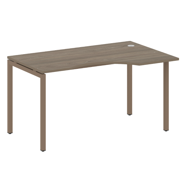 Metal System Quattro Стол криволинейный правый на П-образном м/к 40БП.СА-2 (R) Вяз/Мокко металл 1400*900*750 - Вид 1
