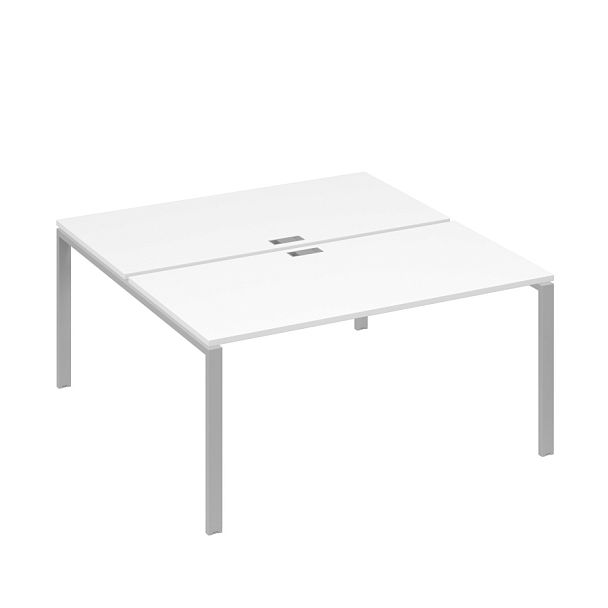 Рабочая станция опоры UNO столы 2х160 A4 А4 Б1 178 БП белый премиум / металлокаркас серый - Вид 1