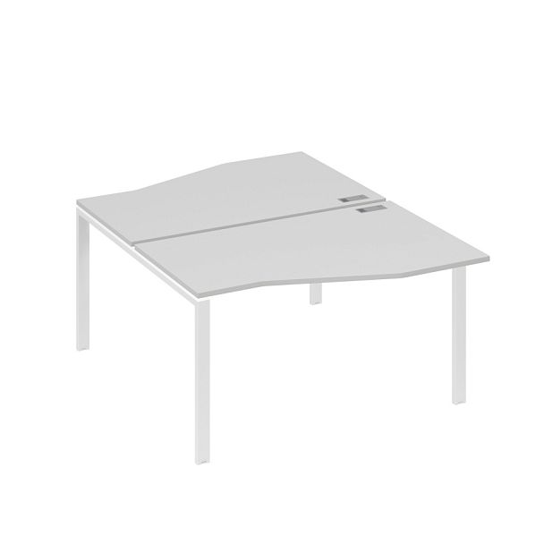 Рабочая станция каркас UNO столы (2х140) Техно A4 А4 Б1 190 БП серый / металлокаркас белый - Вид 1