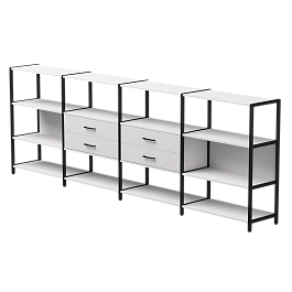 Набор стеллажных систем №4 Everprof EVO 3245x385x1120 Белый/Черный - Фото предпросмотра