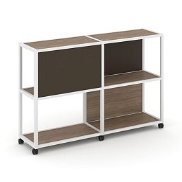 Shelf Mobile Стеллаж 3 уровня 2 секции VR.LT-STK-313.10 Дуб Аризона/Металл Белый/W-25 1970*400*1046 - Фото предпросмотра