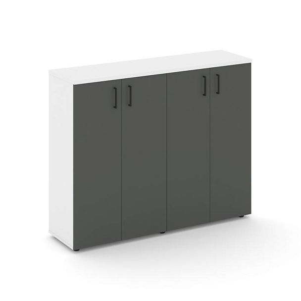 Стайл Проджект Тумба опорная/приставная SN.TOP-162 Белый/Белый/Антрацит/Черный Ручки 1432*400*1150 - Вид 1