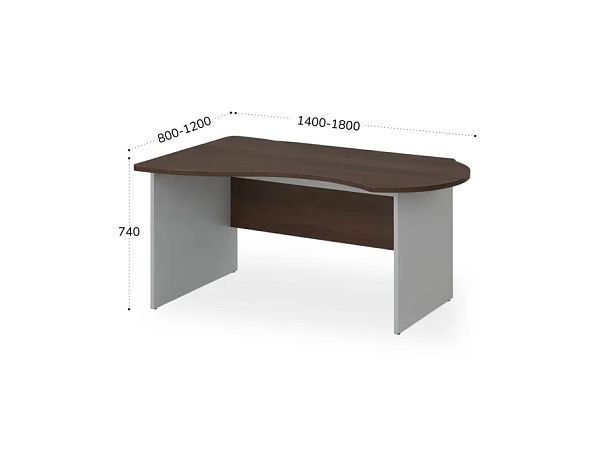 БЕРЛИН / BERLIN Стол асимметричный левый 1800х1200х740 Венге/Серый - Вид 2