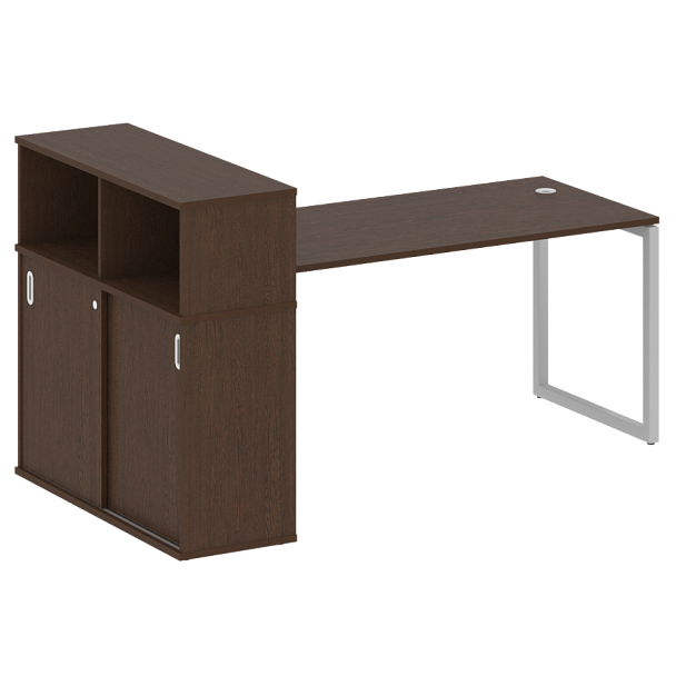 Metal System Quattro Стол письменный с шкафом-купе на О-образном м/к 40БО.РС-СШК-3.4 Т Венге/Серый металл 2010*1120*1098 - Вид 1