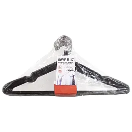 Вешалки-плечики для одежды, размер 48-50, металл, антискользящие, КОМПЛЕКТ 20 шт., черные, BRABIX PREMIUM, 608468 - Фото предпросмотра