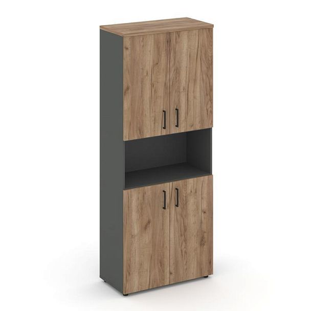 Style Project Шкаф высокий широкий SN.STS-107 Антрацит/Дуб Табак/Черный Ручки 796*400*1982 - Вид 1