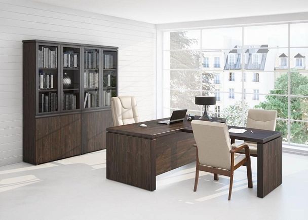 Шкаф комбинированный (со стеклом + для одежды узкий) Mark-II МК 358 дуб валенсия - Вид 5