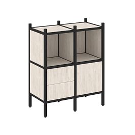 Loft Прямой стеллаж наборный VR.L-02 Денвер светлый/Чёрный металл 862*446*1047 - Фото предпросмотра