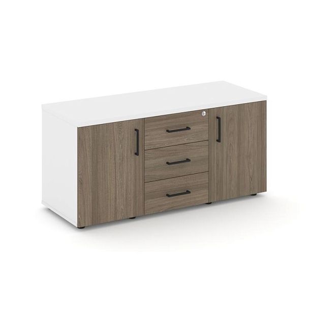 Стайл Проджект Тумба для оргтехники/сервисная SN.TS-002 Белый/Белый/Вяз Благородный/Черный Ручки 120 - Вид 1