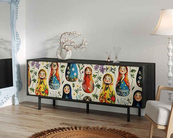 Комод с четыремя дверками Emerson Матрешки арт EM01/Art04 - Вид 3