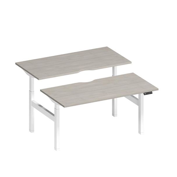 Рабочая станция на электроприводе с вырезами Elevo А2 БГ 103.2 ДШ дуб шамони/ белый гладкий - Вид 1