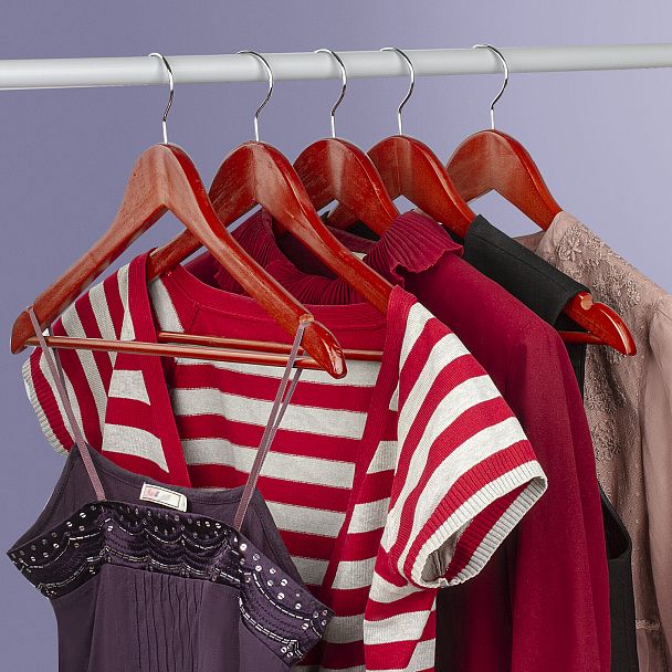 Вешалки-плечики, размер 48-50, КОМПЛЕКТ 5 шт., дерево, перекладина, цвет вишня, BRABIX "Стандарт", 601161 - Вид 9