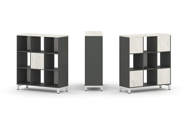 Style Project Набор стеллажа 2-х сторон., 3 яр. SN.NSD-331 Антрацит/Дуб Наварра/Металл Белый 1121*40 - Вид 1