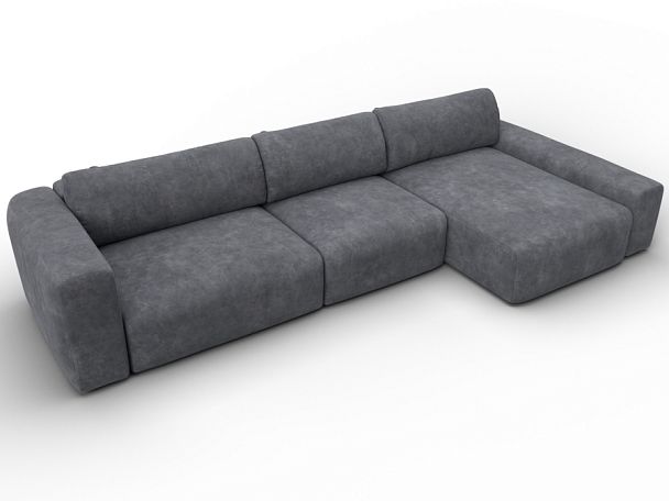 Диван угловой Лига-066 НПБ Лонг угол правый Велюр серый - Вид 6