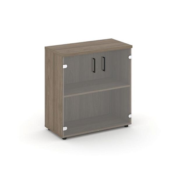 Стайл Проджект Шкаф низкий широкий SN.STS-302 Вяз Благородный/Прозрачный/Черный Ручки 796*400*833 - Вид 1