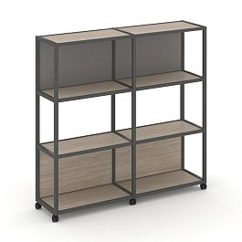 Shelf Mobile Стеллаж 4 уровня 2 секции VR.LT-STK-415.06 Дуб Аттик/Металл Антрацит/W-11 1170*400*1523 - Фото предпросмотра