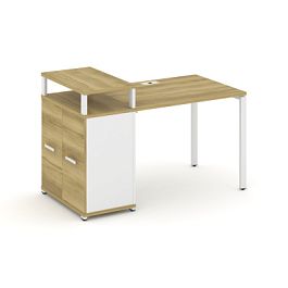 Concept Стол рабочий с опорным распаш. шкафом с верх. горизонтом  CN.SP-221 W Дуб Винченцо/Белый Бриллиант/Металл Белый 1400*720*917 - Фото предпросмотра