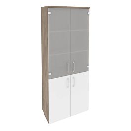 Onix Шкаф высокий широкий O.ST-1.2 Тиквуд темный/Белый бриллиант 800*420*1977 - Фото предпросмотра