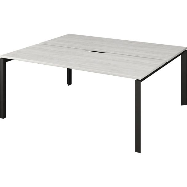 Бенч двойной на 2 рабочих места на металлокаркасе НТМП.П.Б2-200 Сосна винтер/Антрацит 2000x1496x750 Аргентум-МП - Вид 1