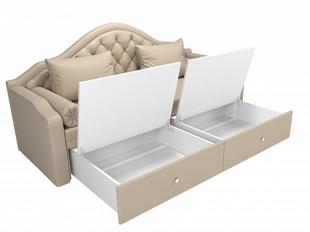 Прямой диван софа Сойер (полностью экокожа бежевая) - Вид 7