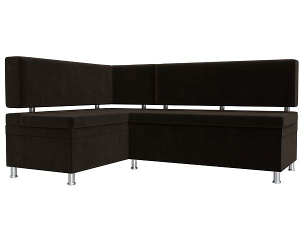 Кухонный уголок Стайл левый (полностью микровельвет коричневый) - Вид 1