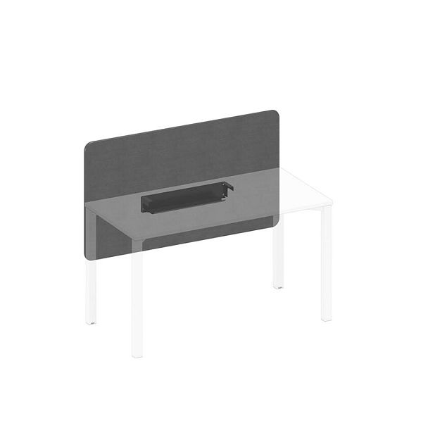 Экран настольный фронтальный тканевый с кабель-каналом Elevo А1 ЧР 857.02 BA50 серый (Bahama Grey) / черный гладкий - Вид 1