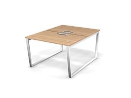 MATRIX 121S203-V Стол прямой двойной, пров-ик Merida (V-опоры) 1180х1590х775 Швейцарский вяз/Белый - Фото предпросмотра