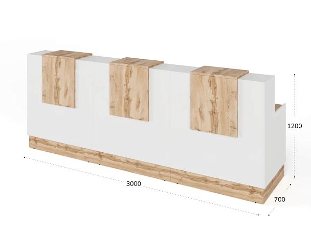 RTD087-300-V ТАНДЕМ / TANDEM Стойка ресепшн 3-300 3000х700х1200 Вотан - Вид 3