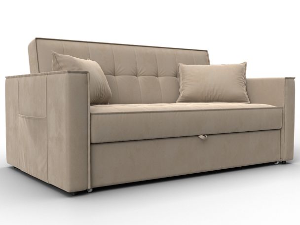 Диван прямой Лига-104 (140) Велюр бежевый - Вид 1