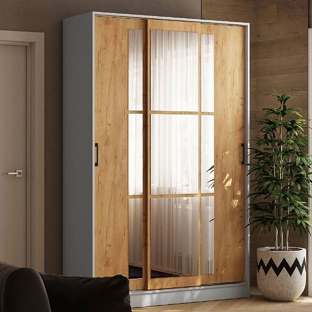 Шкаф-купе Стиль-2 1400 белый/дуб крафт золотой - Вид 1