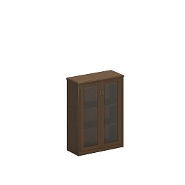 Шкаф для документов средний со стеклянными дверями Perseo ПС 312 ДМ дуб мелвилл - Фото предпросмотра