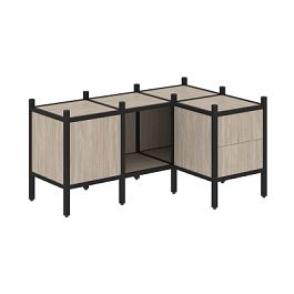 Loft Угловой внутренний стеллаж наборный VR.L-26 Дуб аттик/Чёрный металл 1278*862*636 - Фото предпросмотра