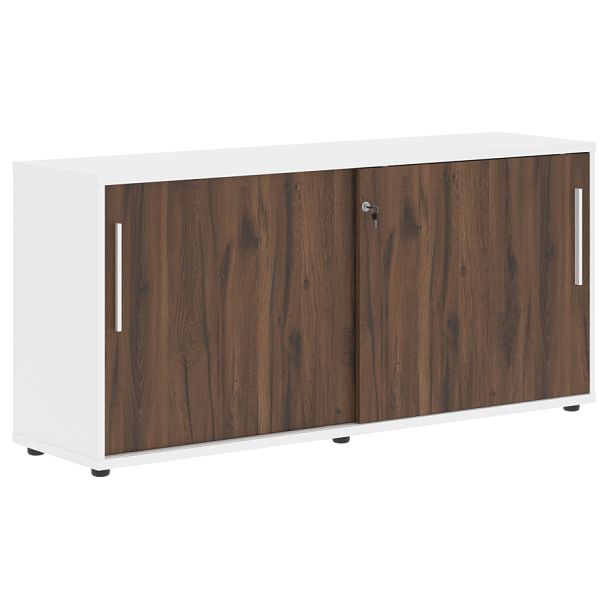 Шкаф низкий с дверьми купе ELC 1643 Дуб Денвер тёмный/Белый/Белый 1606х430х750 EDIS - Вид 1