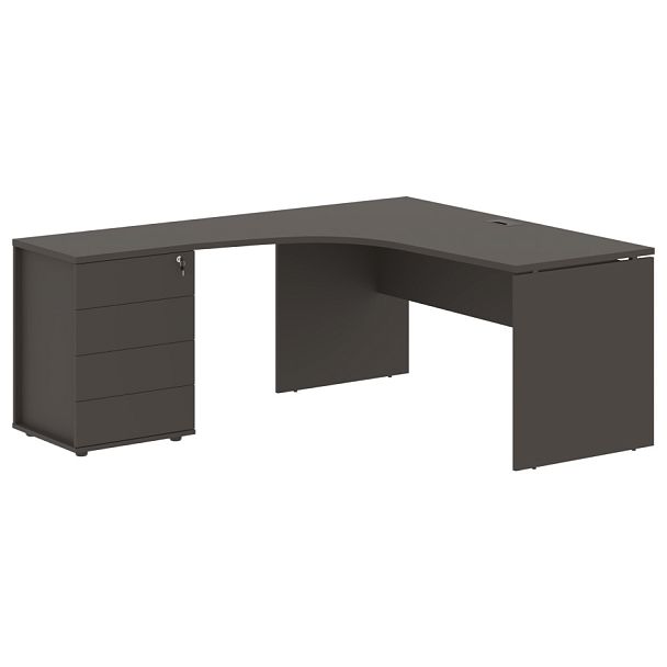 Стол эргономичный с тумбой EDCET 1518(L) Мокко/Мокко 1560х1880х750 EDIS - Вид 1