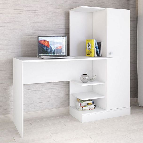 Стол компьютерный Квартет-6 (1450*1350*500) белый - Вид 1