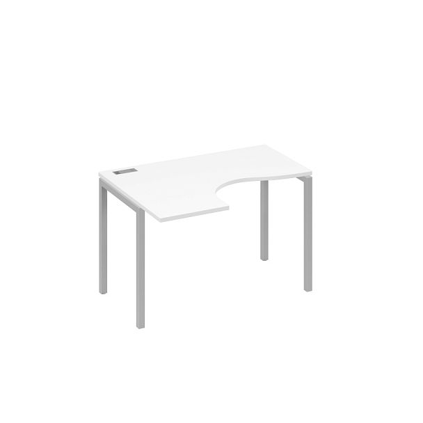 Стол эргономичный левый "Классика" на металлокаркасе DUE A4 А4 Б2 031 БП белый премиум / металлокаркас серый - Вид 1