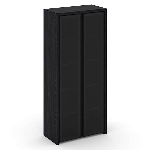 Корнер Шкаф высокий широкий COR.ST-1.10RG Каштан Тоскана/Черный/Серый Черная Рама 900*450*2000 - Вид 1