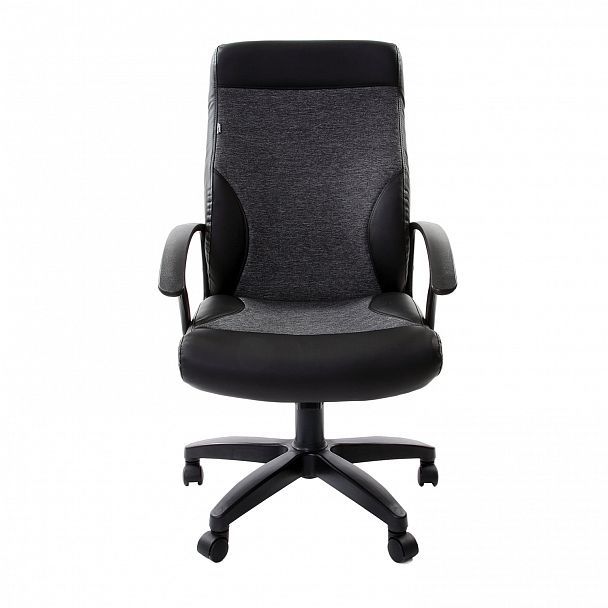 Кресло офисное BRABIX "Trust EX-535", экокожа черная, ткань серая, 531383 - Вид 5