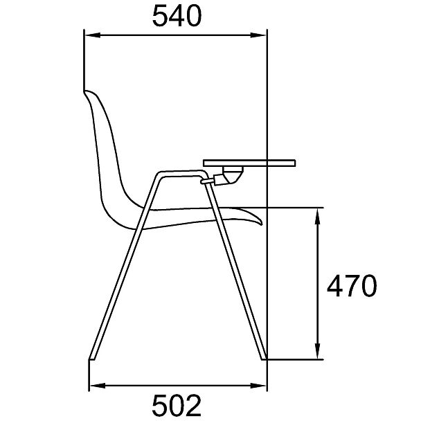 Стул Vicenza (4 ножки с подлокотниками + столик TLT), каркас хром, светло-синий, РП+ИК - Вид 7