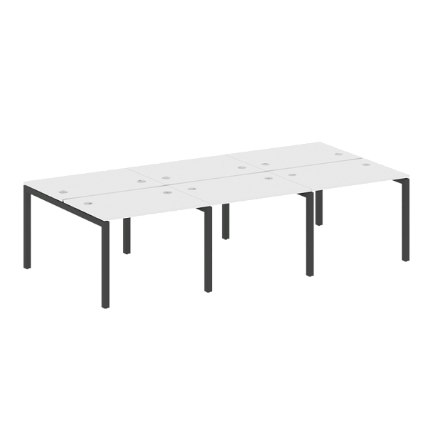 Metal System Quattro Р. ст. на 6 раб. места на П-образном м/к 50БП.СМ-6.1 Белый/Антрацит металл 3000*1475*750 - Вид 1