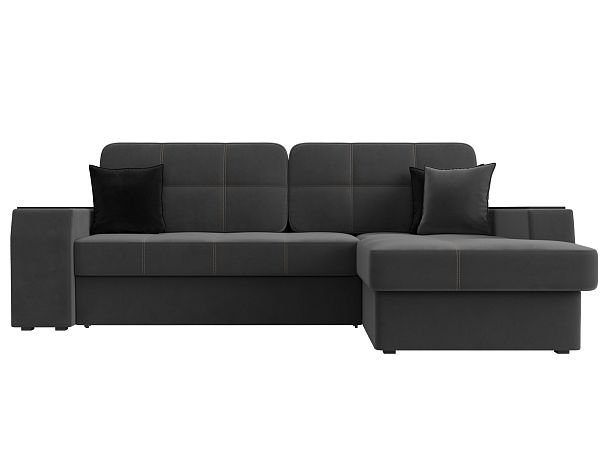 Угловой диван Брюссель правый (полностью велюр серый) - Вид 2