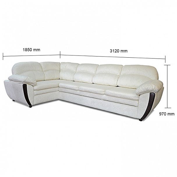 Угловой диван "Мистраль 2" 3РУ-ОУБ кожа - Вид 2