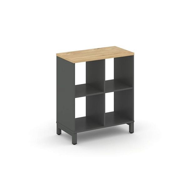 Style Project Каркас стеллажа 2 яр. SN.KS-220 Антрацит/Тиквуд Светлый/Металл Антрацит 754*400*881 - Вид 1