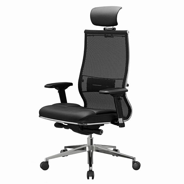 Кресло офисное МЕТТА "SAMURAI" S-3.05, с подголовником, сверхпрочная ткань-сетка, черное - Вид 8