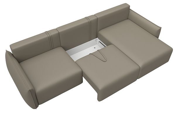 Диван угловой Лига-051 НПБ Лонг угол универсальный Экокожа бежевый - Вид 7
